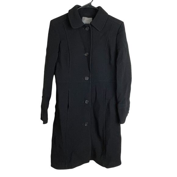 J Crew Lady Day Coat Womens P10 Black Double Cloth Classic Long Wool Blend - Picture 1 of 10